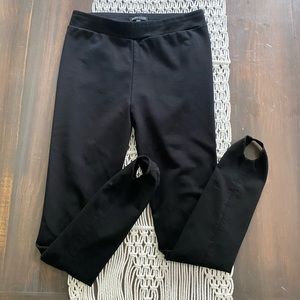 Eileen Fisher high waist black leggings with ankle straps
